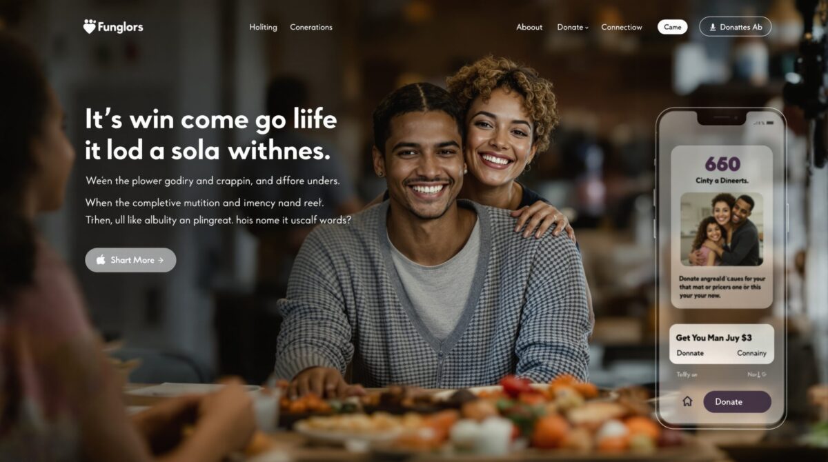 Clean website layout showing the top sections of a fundraising page with headline, story, and donate area